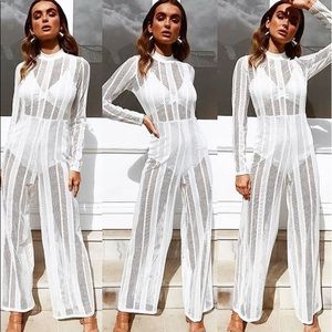 SOLD White mesh jumpsuit NBW